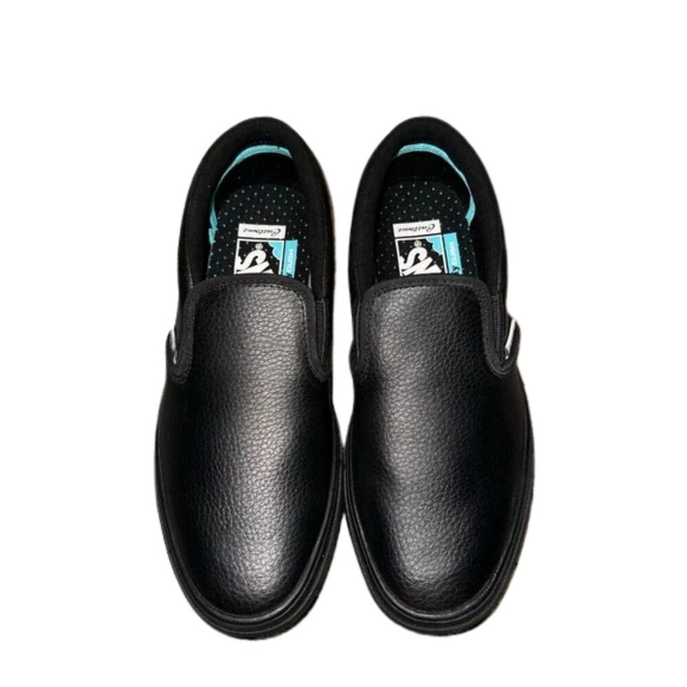 Vans Customs All Black Leather Slip-On